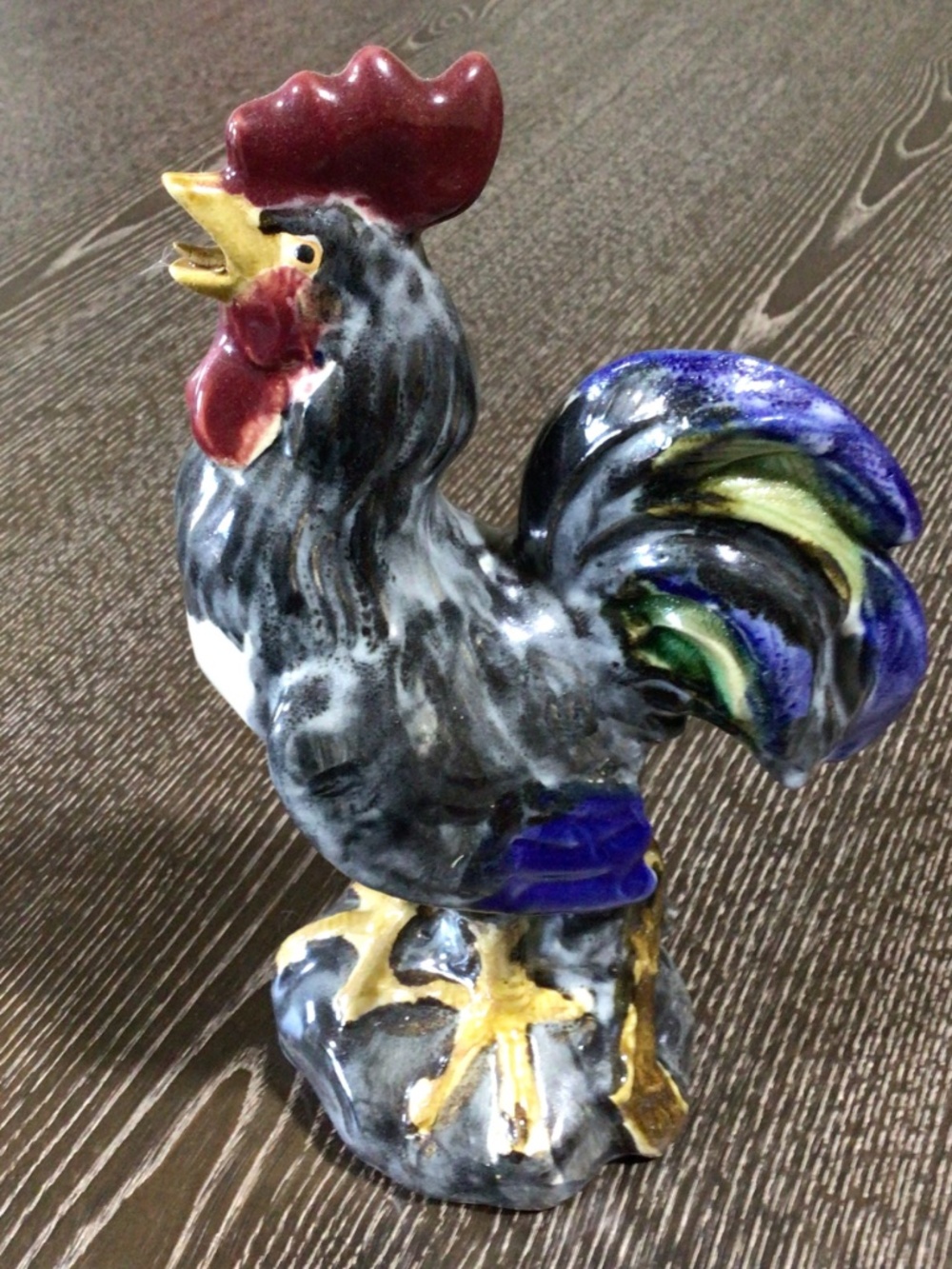 Vintage Decorative Ceramic Rooster Figurine, Colorful Decor